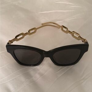 Chic LV embossed Black and Gold Edge Cat Sunglasses